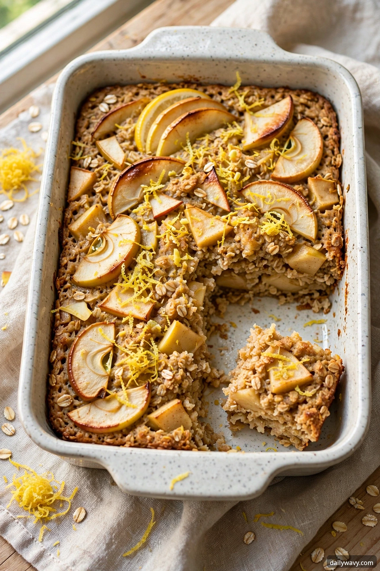 Apple baked oatmeal with lemon zest