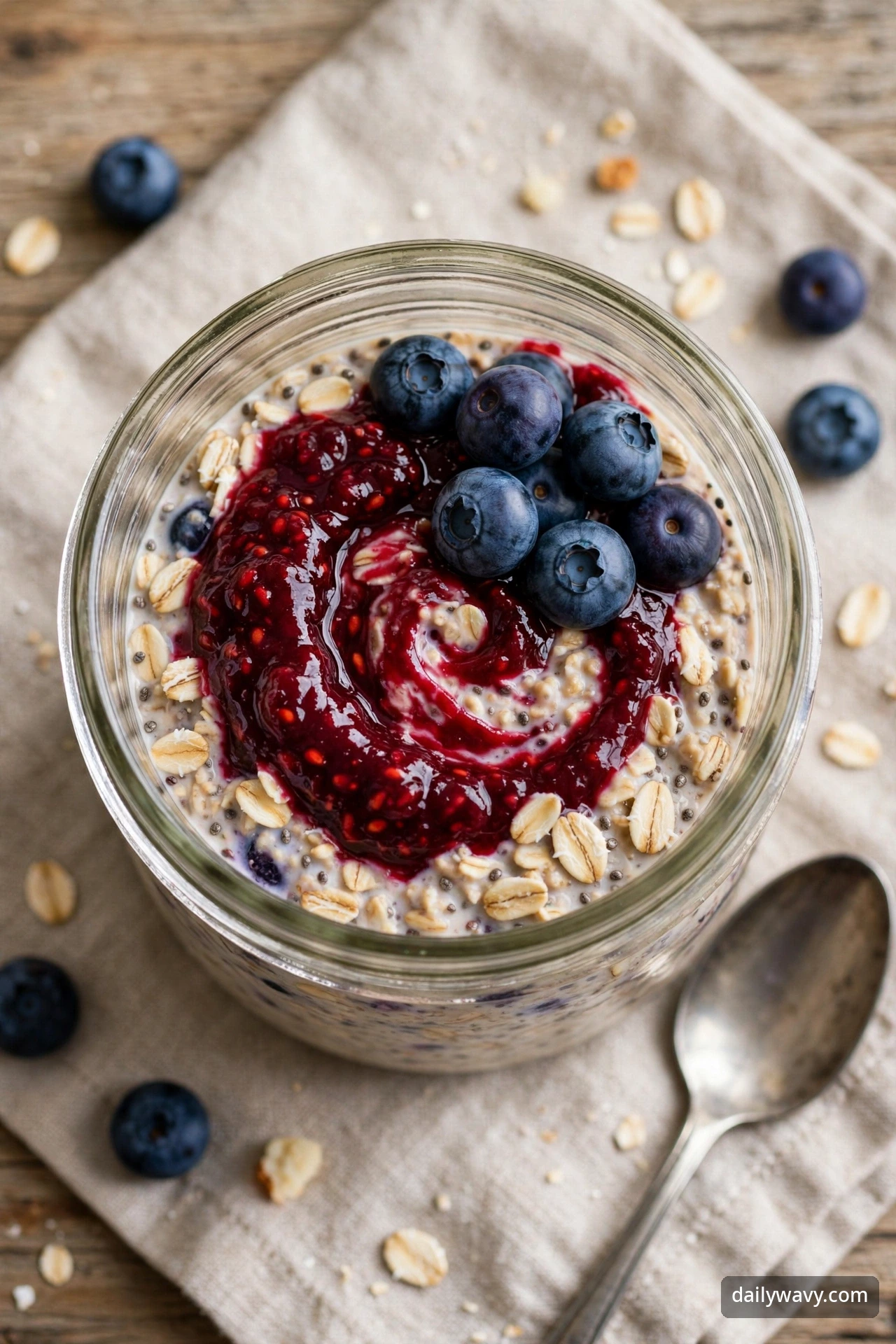 Blueberry Overnight Oats With Raspberry Compote