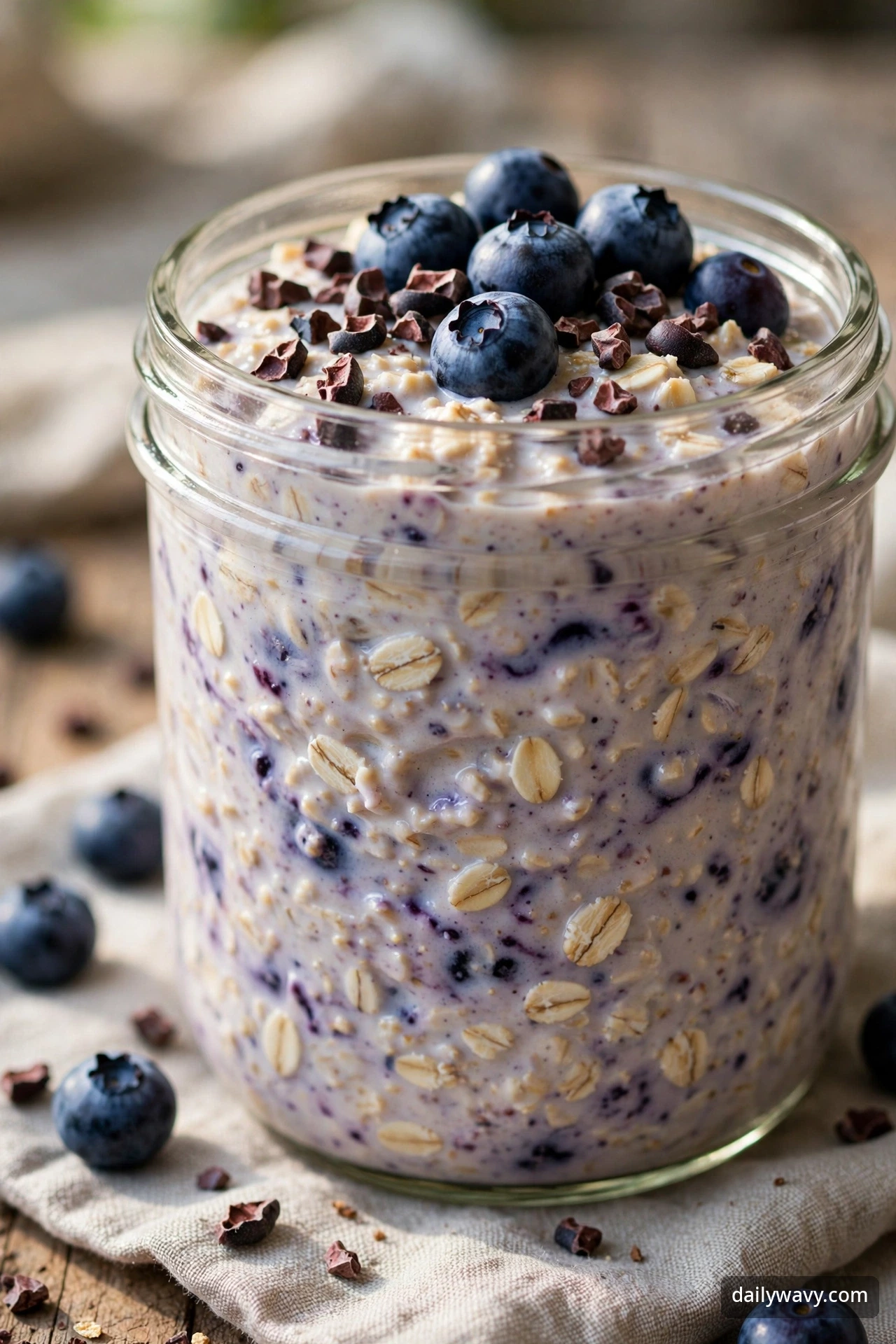 Blueberry Overnight Oats With Cacao Nibs