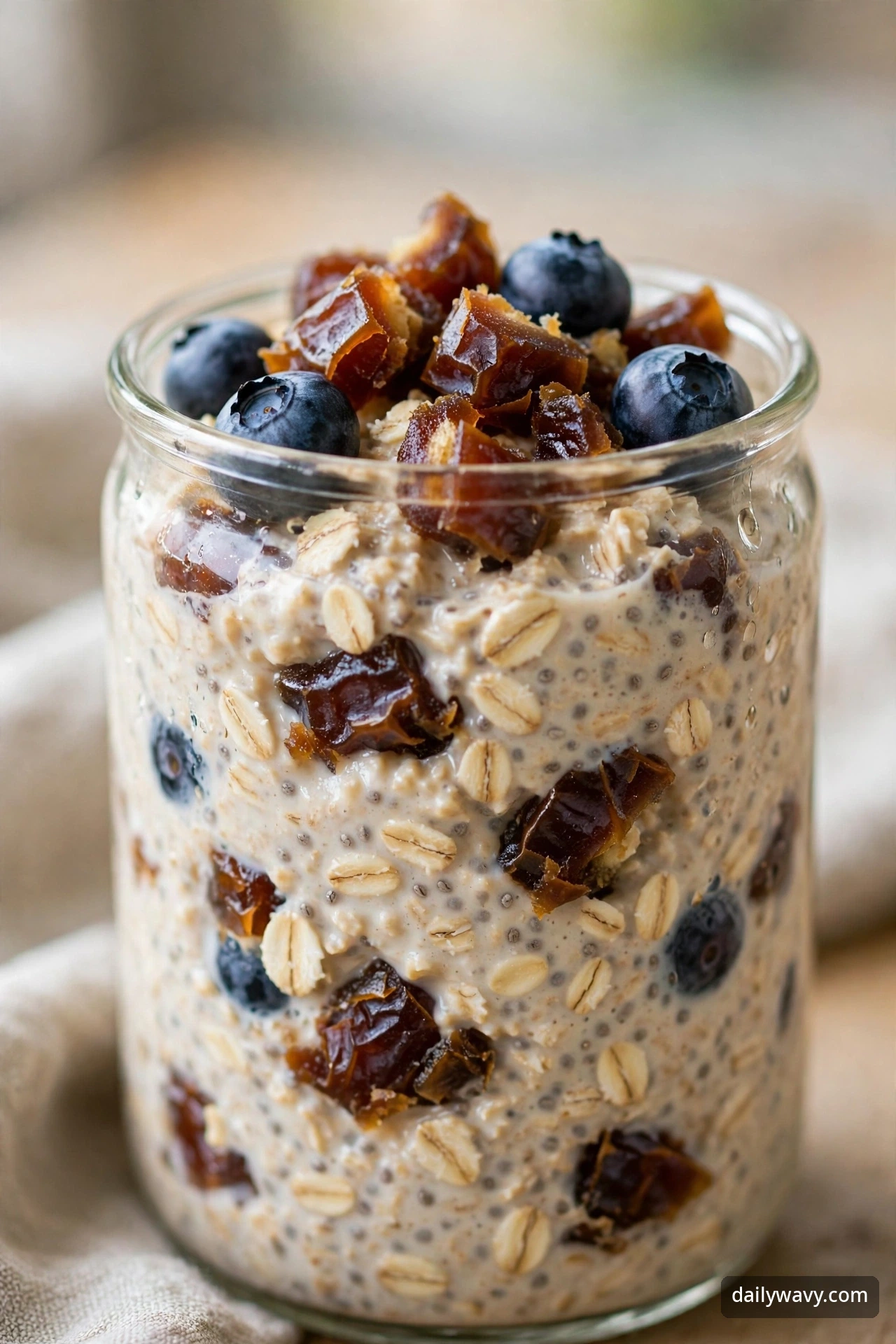 Blueberry Overnight Oats With Chopped Dates