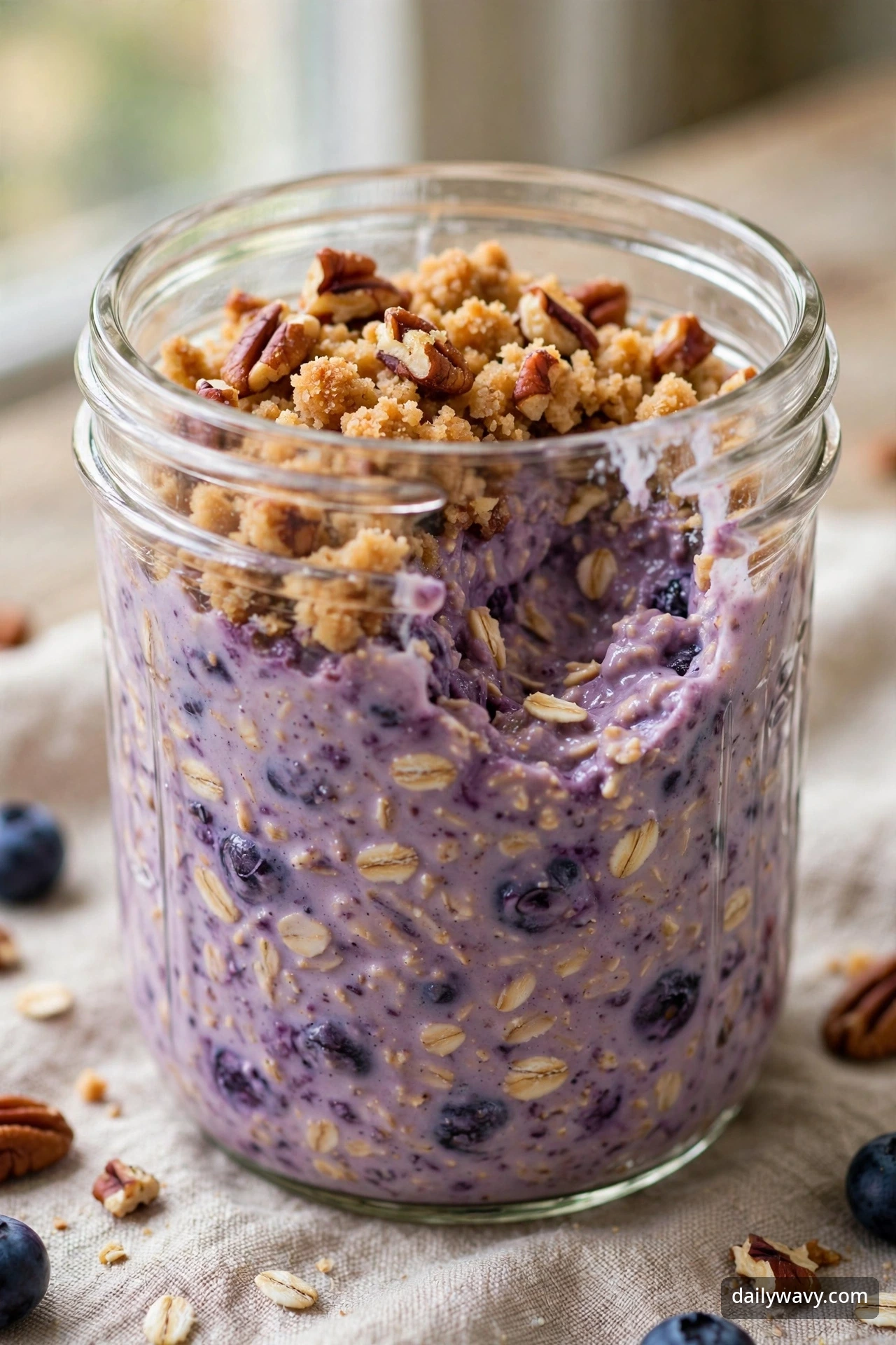 Blueberry Overnight Oats With Pecan Crumble