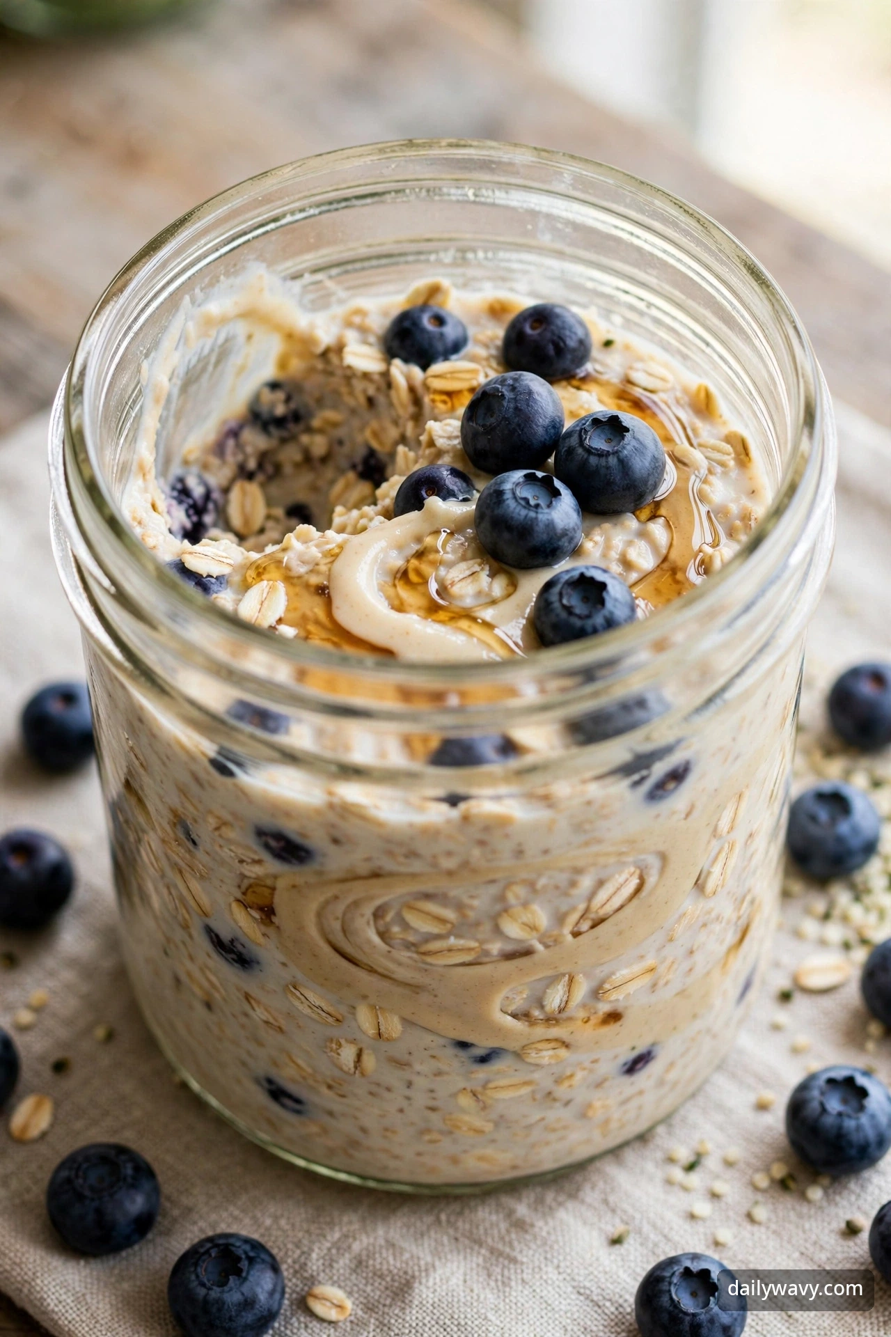 Blueberry Overnight Oats With Tahini And Maple
