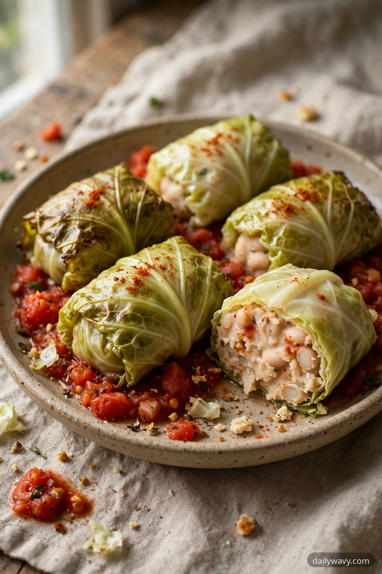 Cabbage Dumpling With White Beans And Paprika
