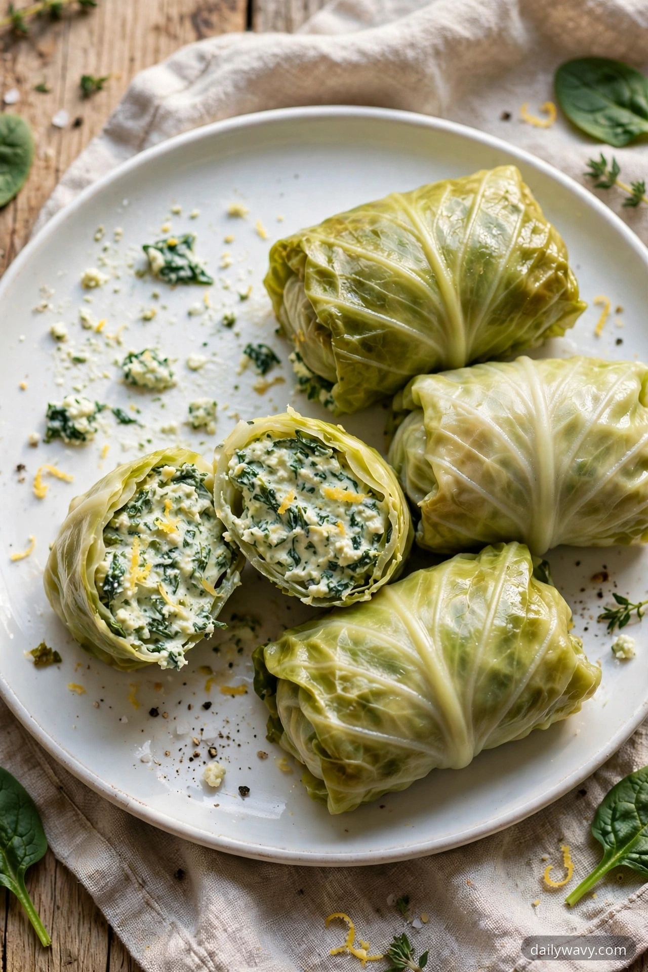 Cabbage Dumpling With Spinach And Lemon