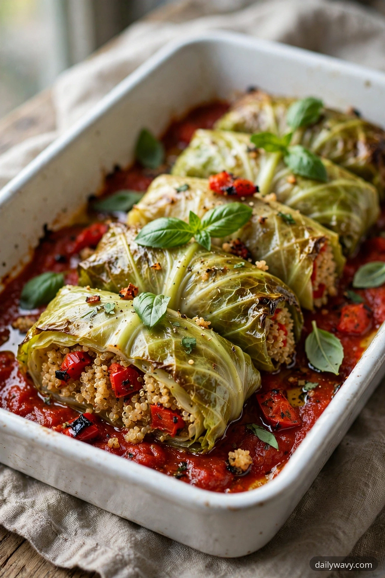 Cabbage Dumpling With Roasted Peppers
