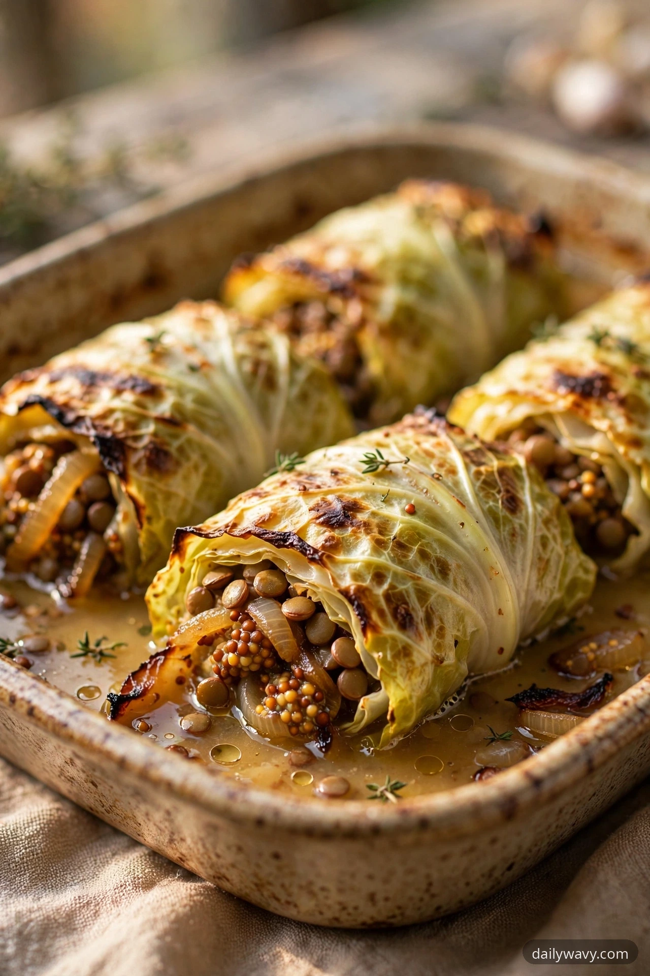 Cabbage Dumpling With Onion And Mustard