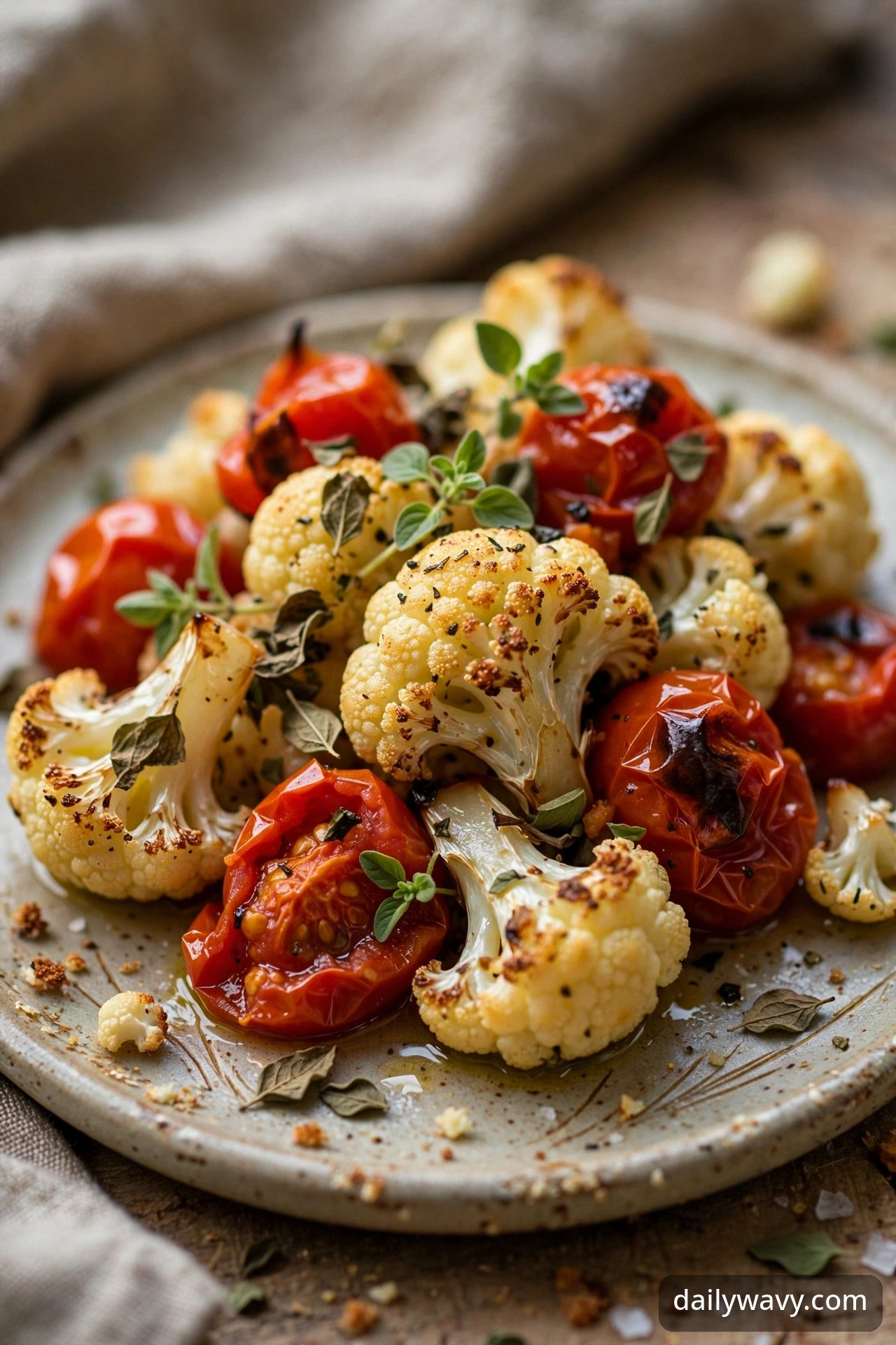 Roasted cauliflower with blistered cherry tomatoes and oregano