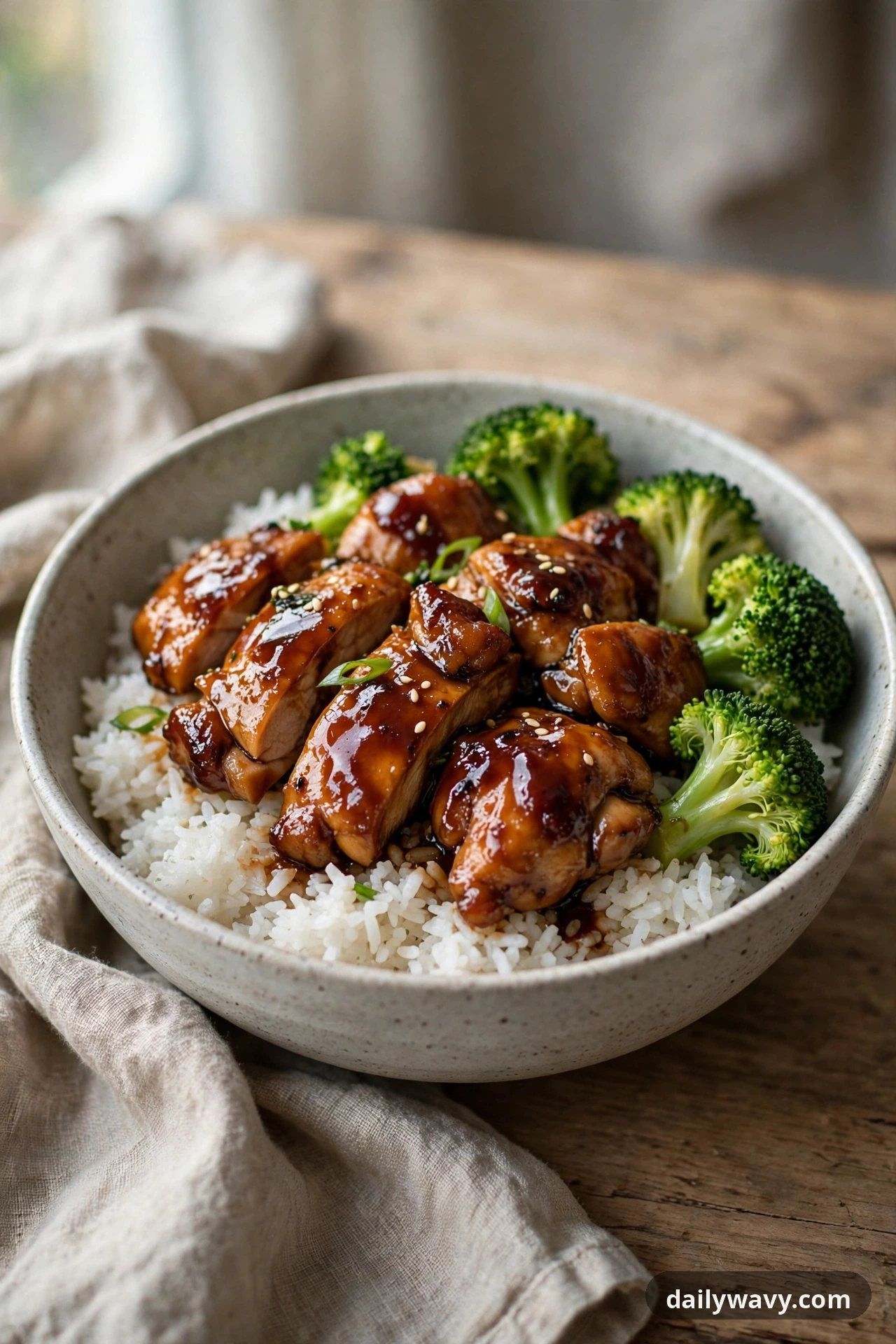 Chicken Rice Bowl With Teriyaki Glaze And Broccoli