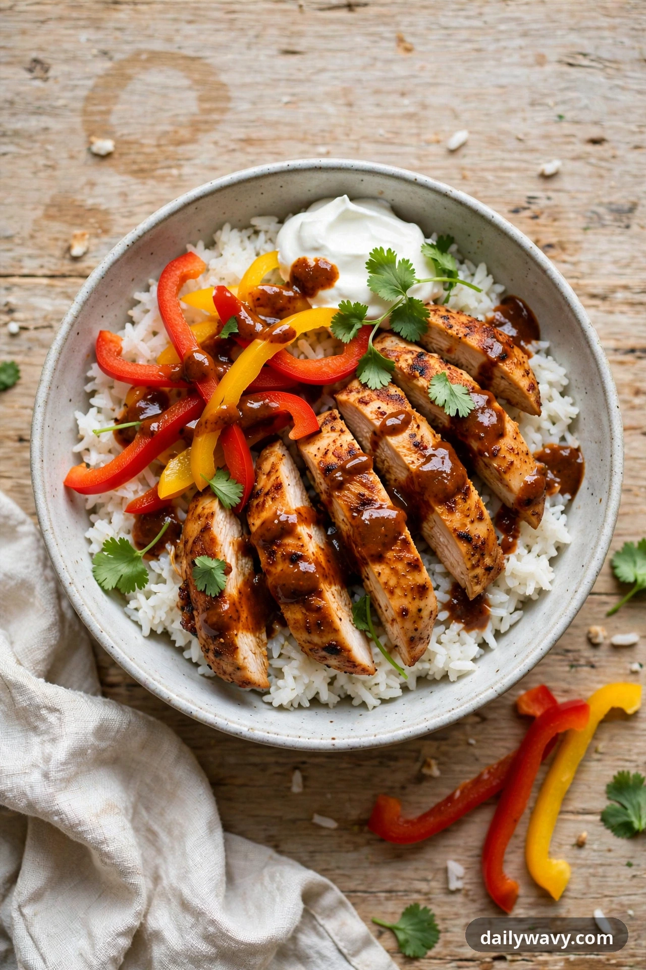 Chicken Rice Bowl With Chipotle And Peppers