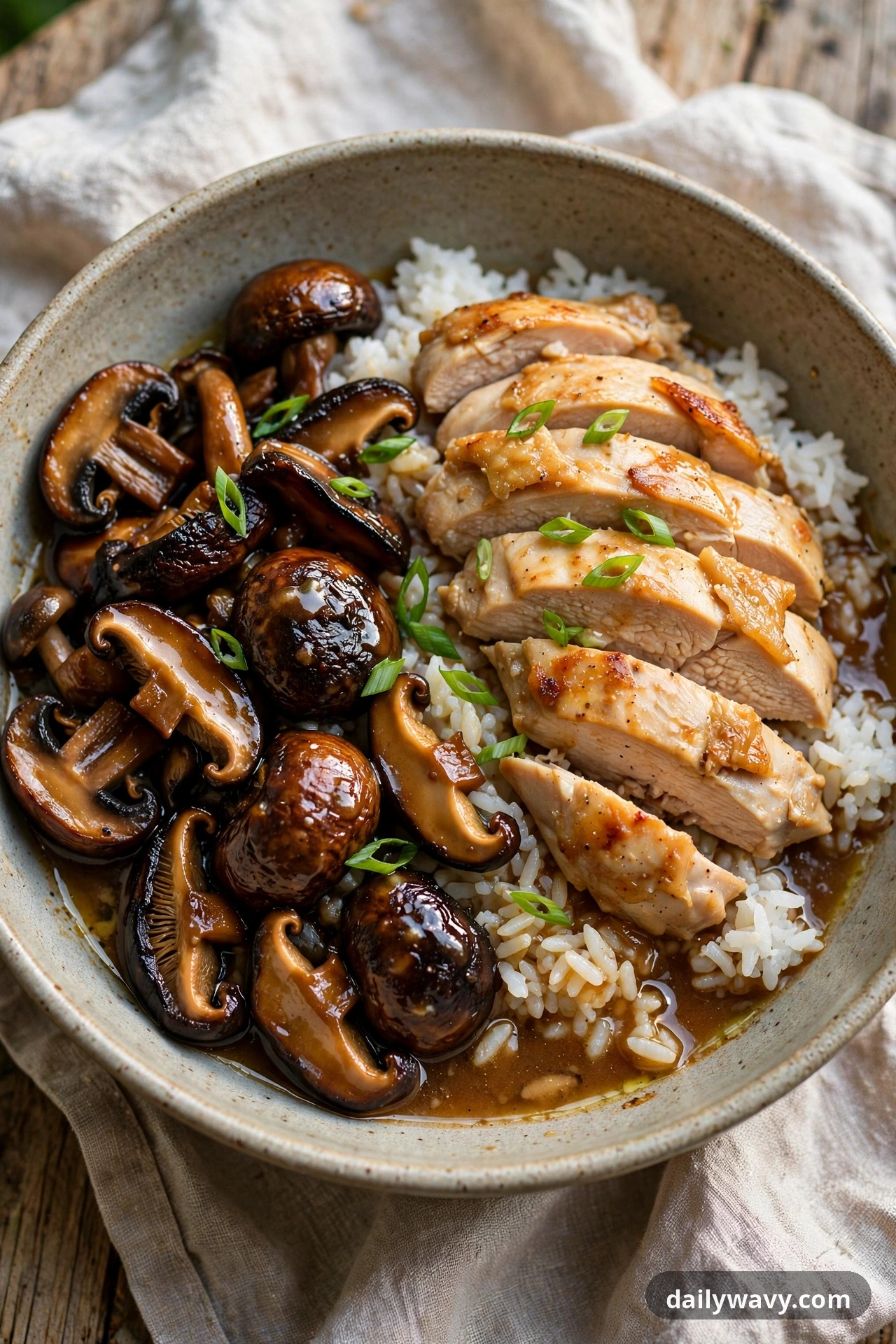 Chicken Rice Bowl With Miso And Mushrooms