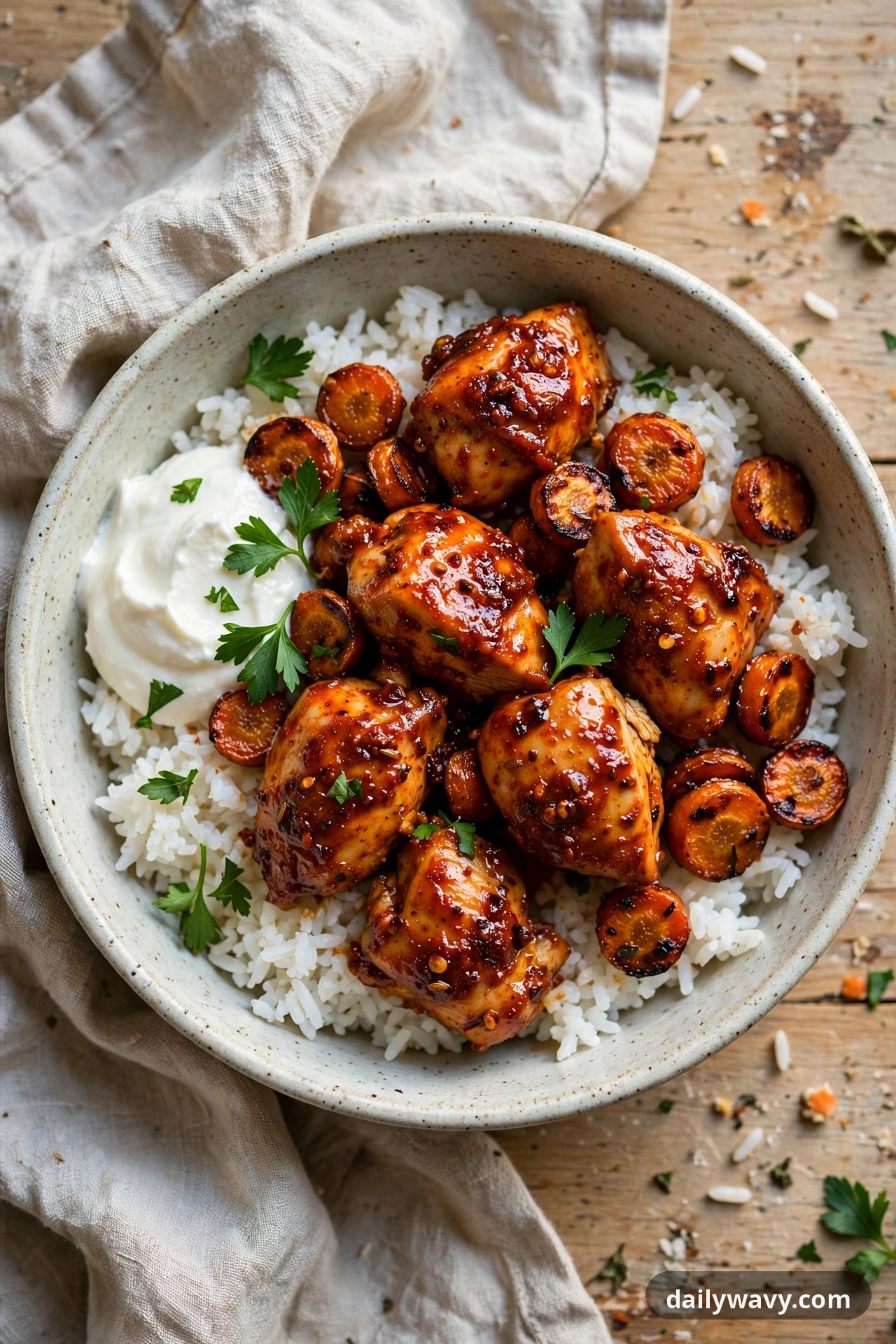 Chicken Rice Bowl With Harissa And Carrots