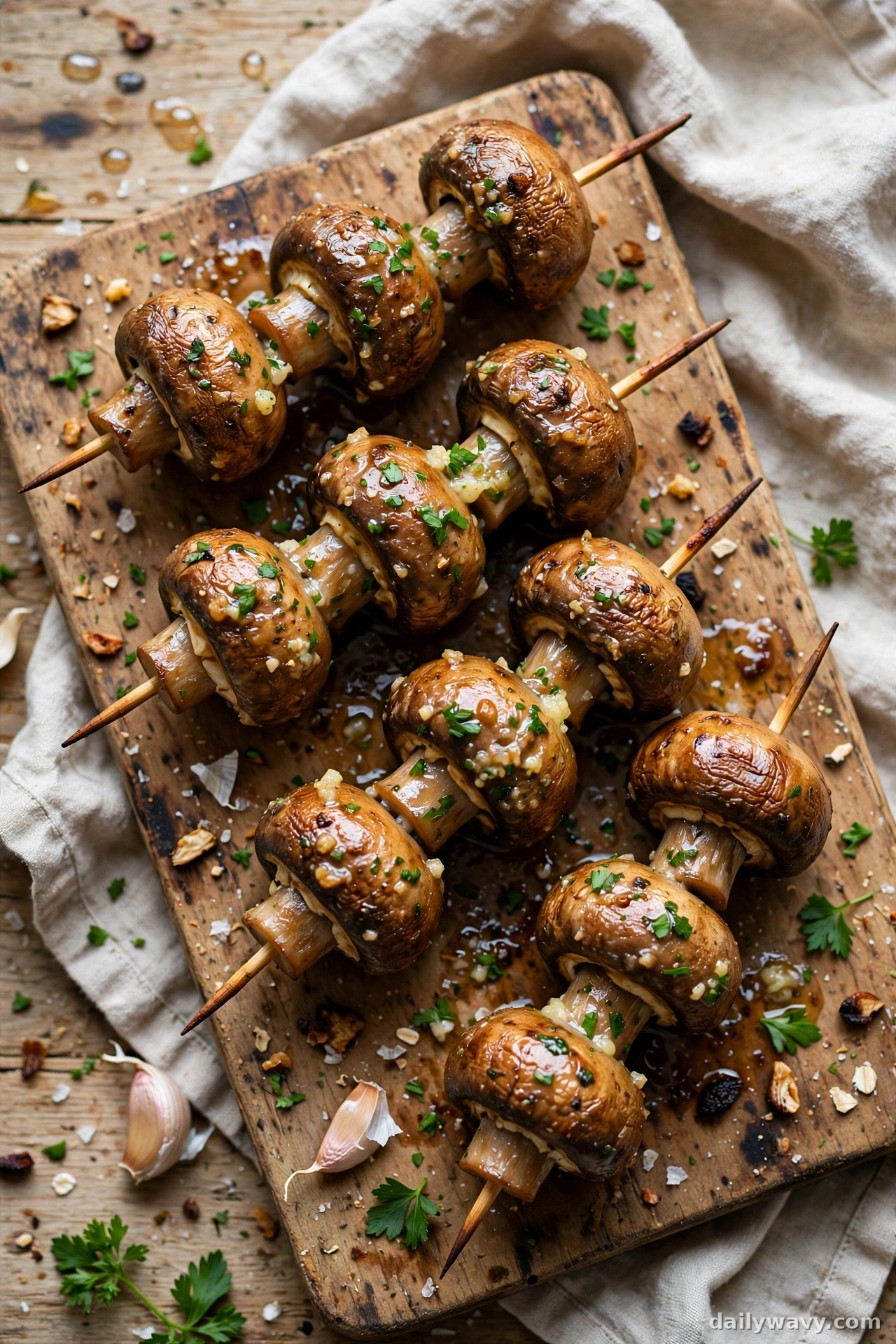 Garlic Mushroom Skewers