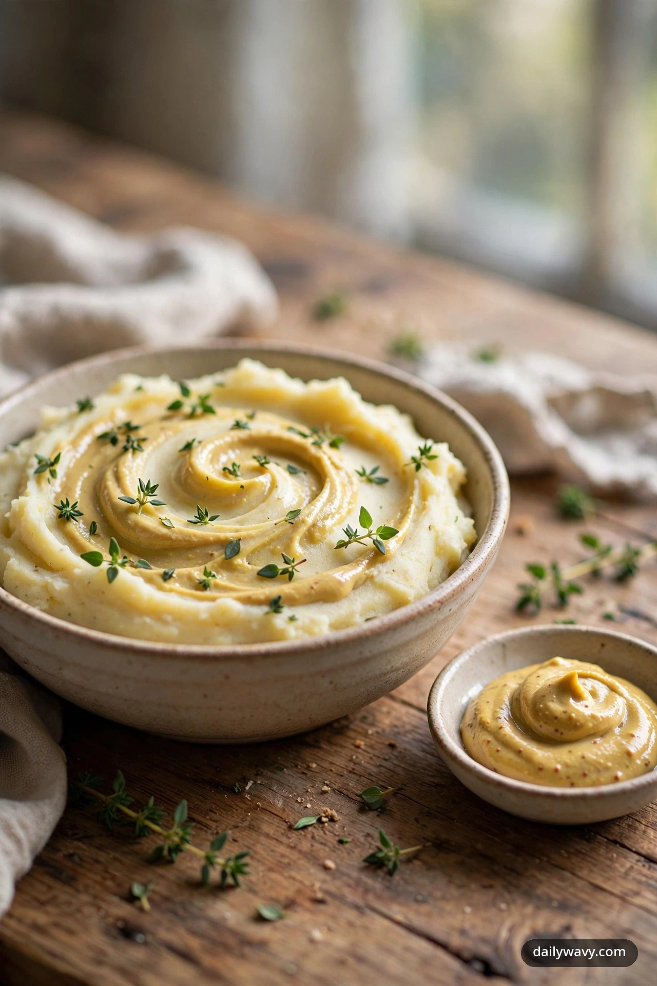 Mashed potatoes with Dijon mustard and fresh thyme