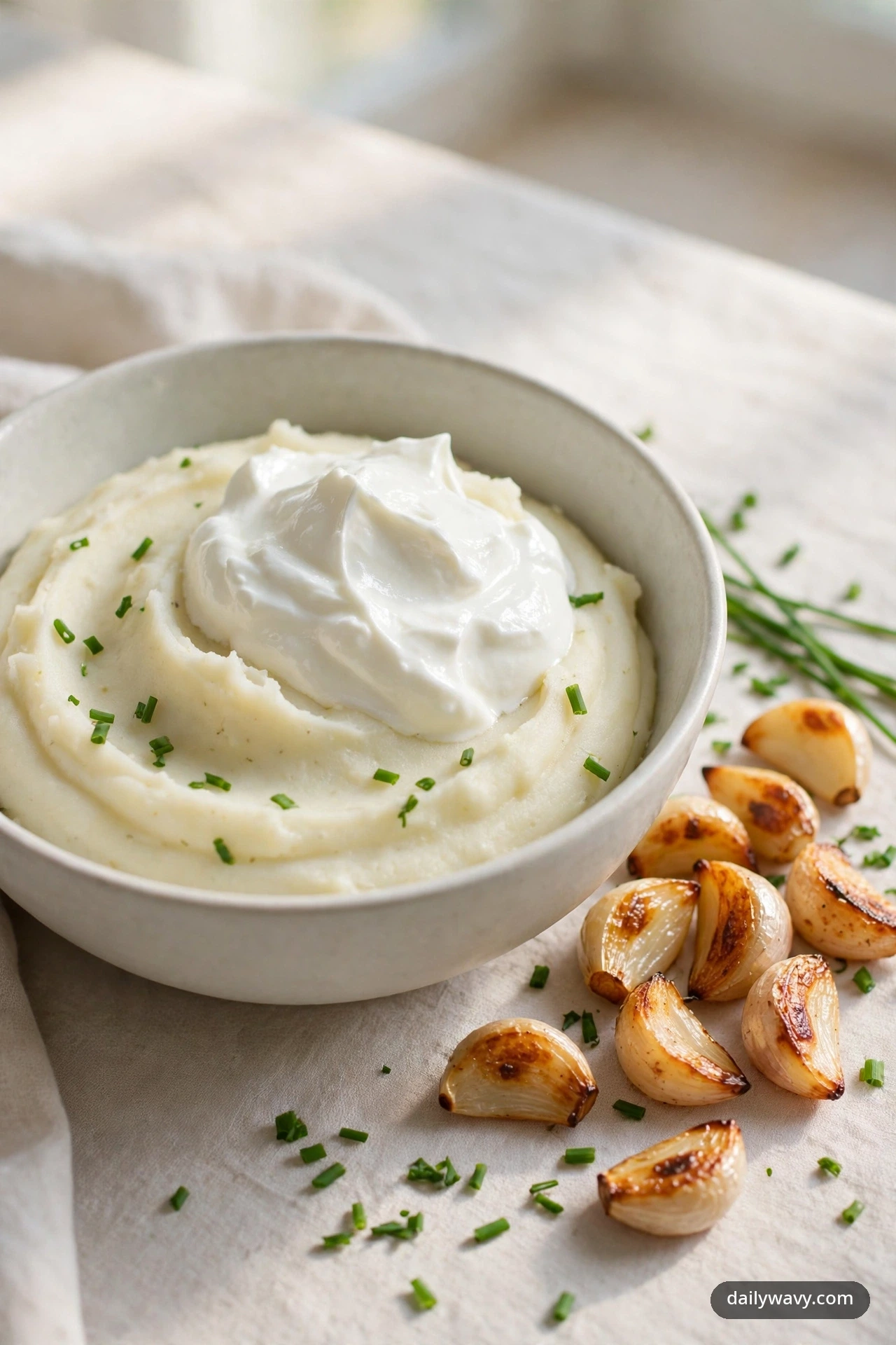 Mashed potatoes with roasted garlic and Greek yogurt
