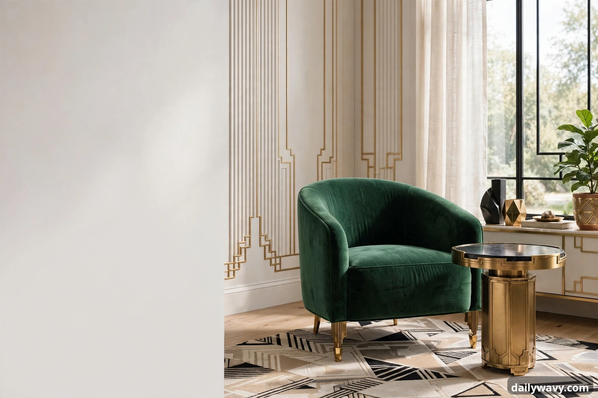 Neo Deco home decor shown in a complete styled scene