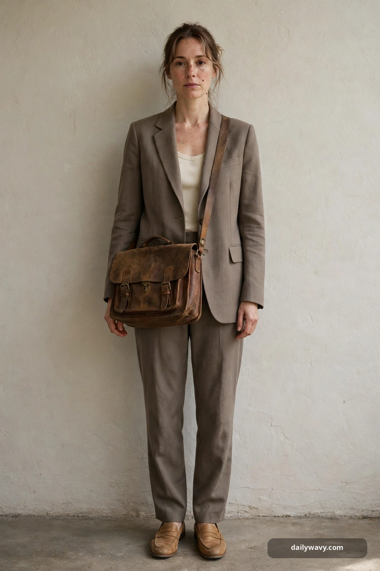 Adult wearing matching suit with a distinctive accessory for poetcore outfits