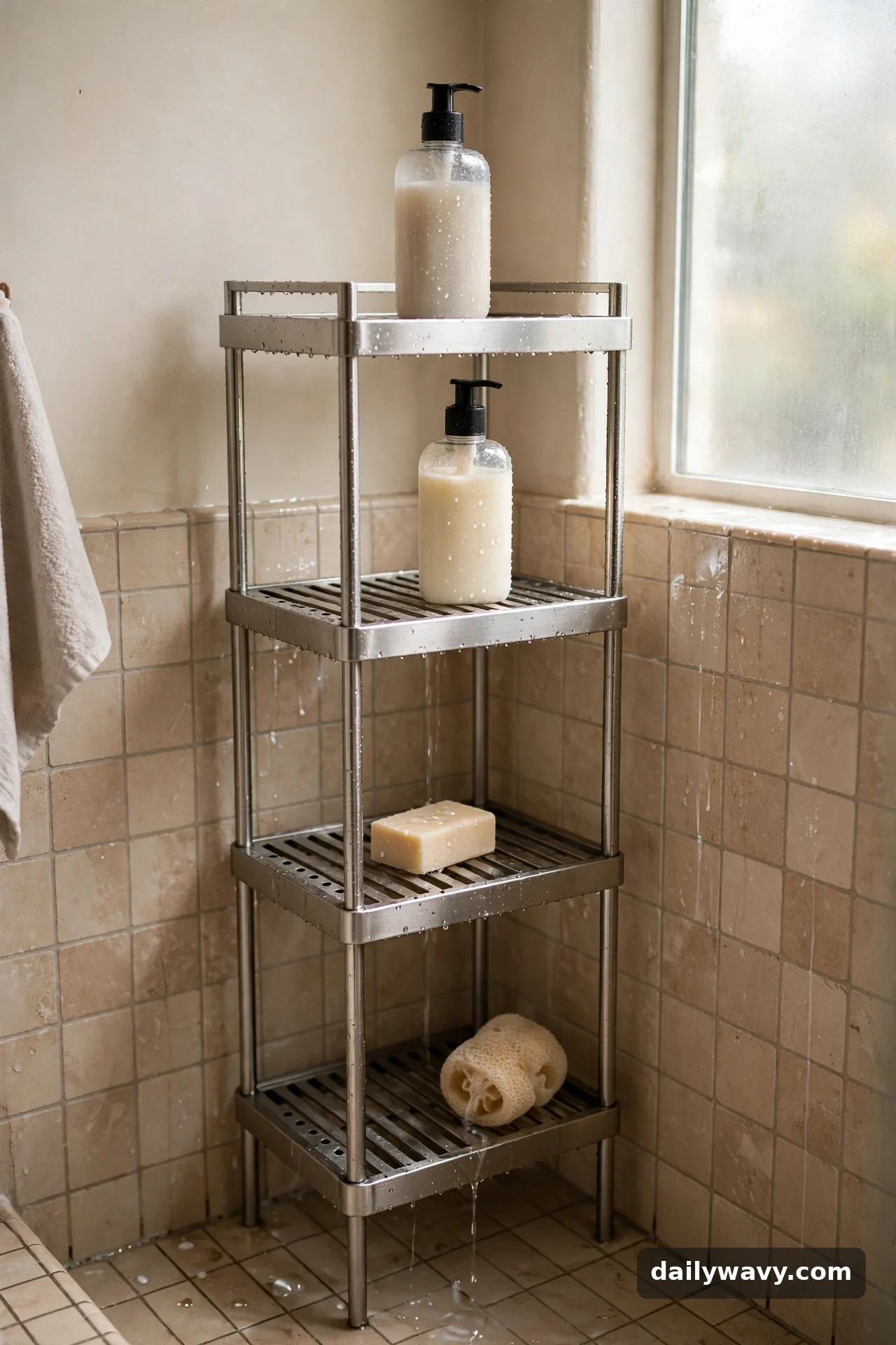 A Standing Organizer With Open Drainage in small bathroom storage