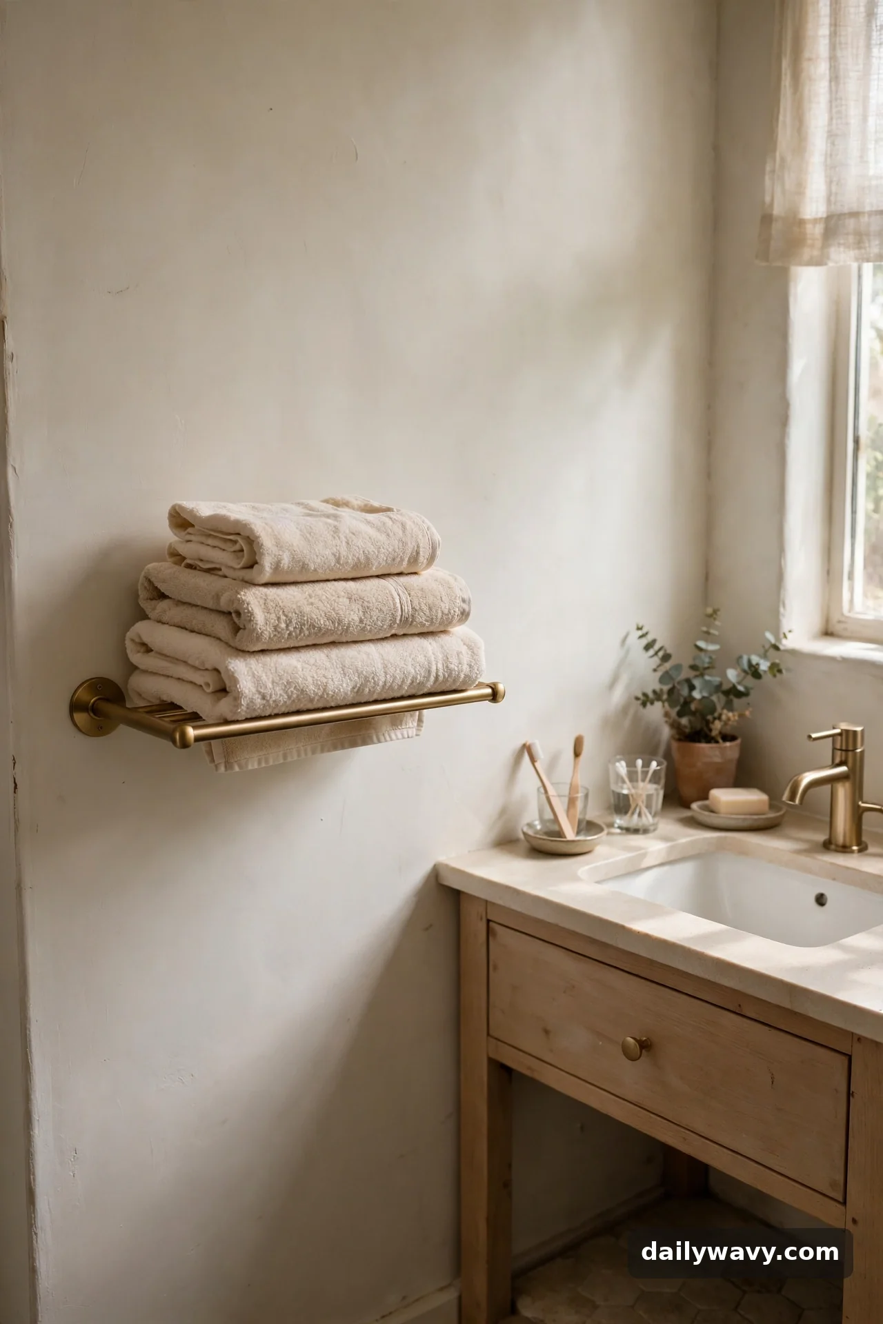 A Compact Rack At Reachable Height in small bathroom storage