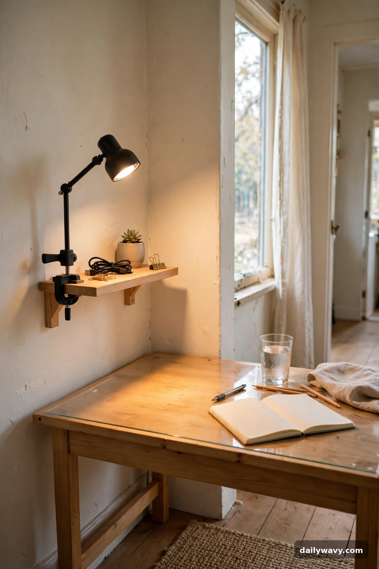 A Compact Lamp Off The Main Work Area in small home office decor