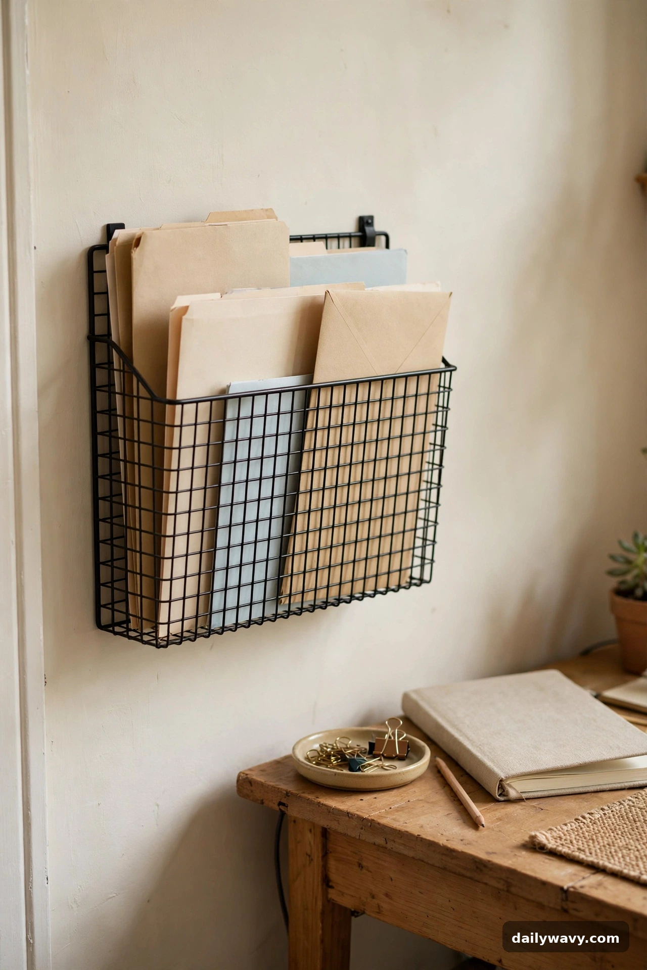 A Vertical File Holder in small home office decor