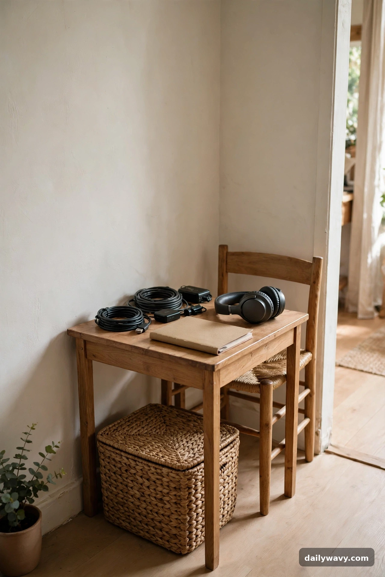 A Basket For Spare Equipment in small home office decor