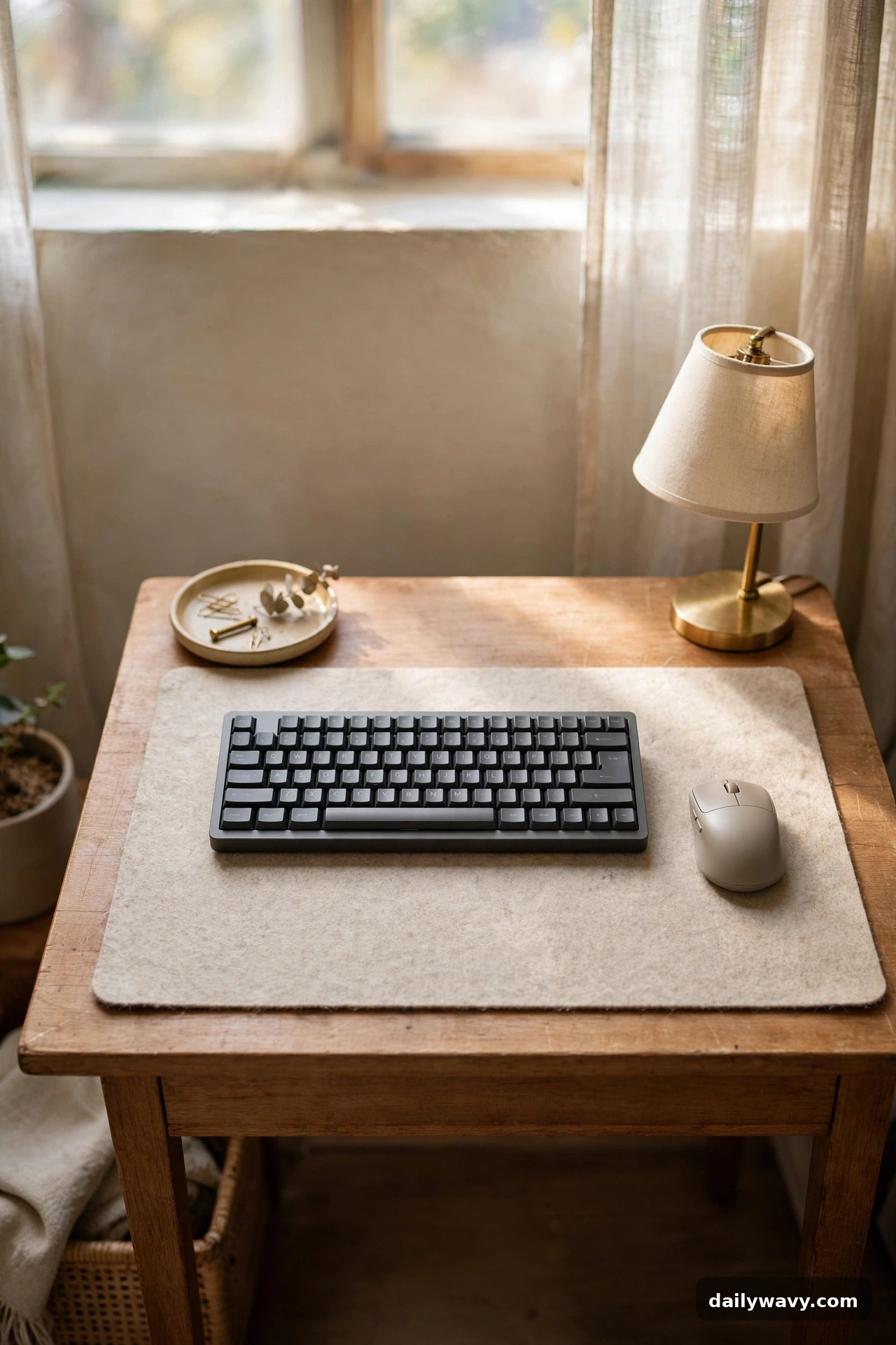 A Neutral Desk Mat in small home office decor