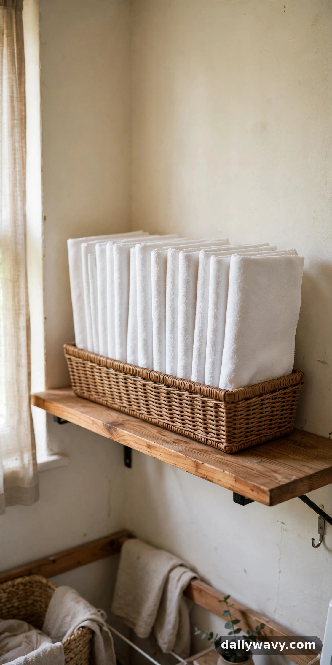 A slim basket for clean cloths