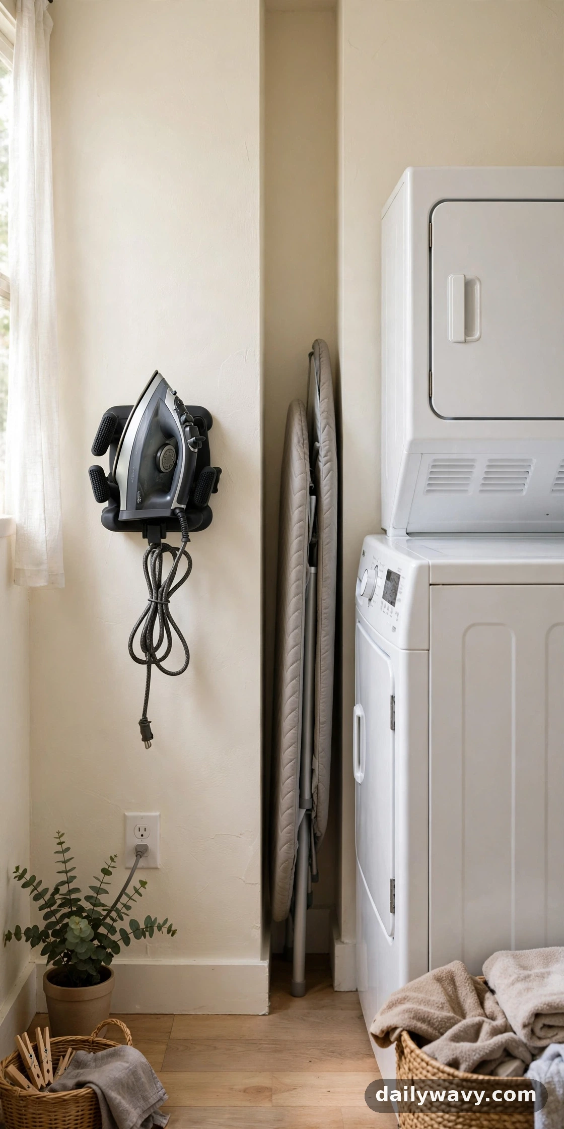 A compact ironing-tool storage spot