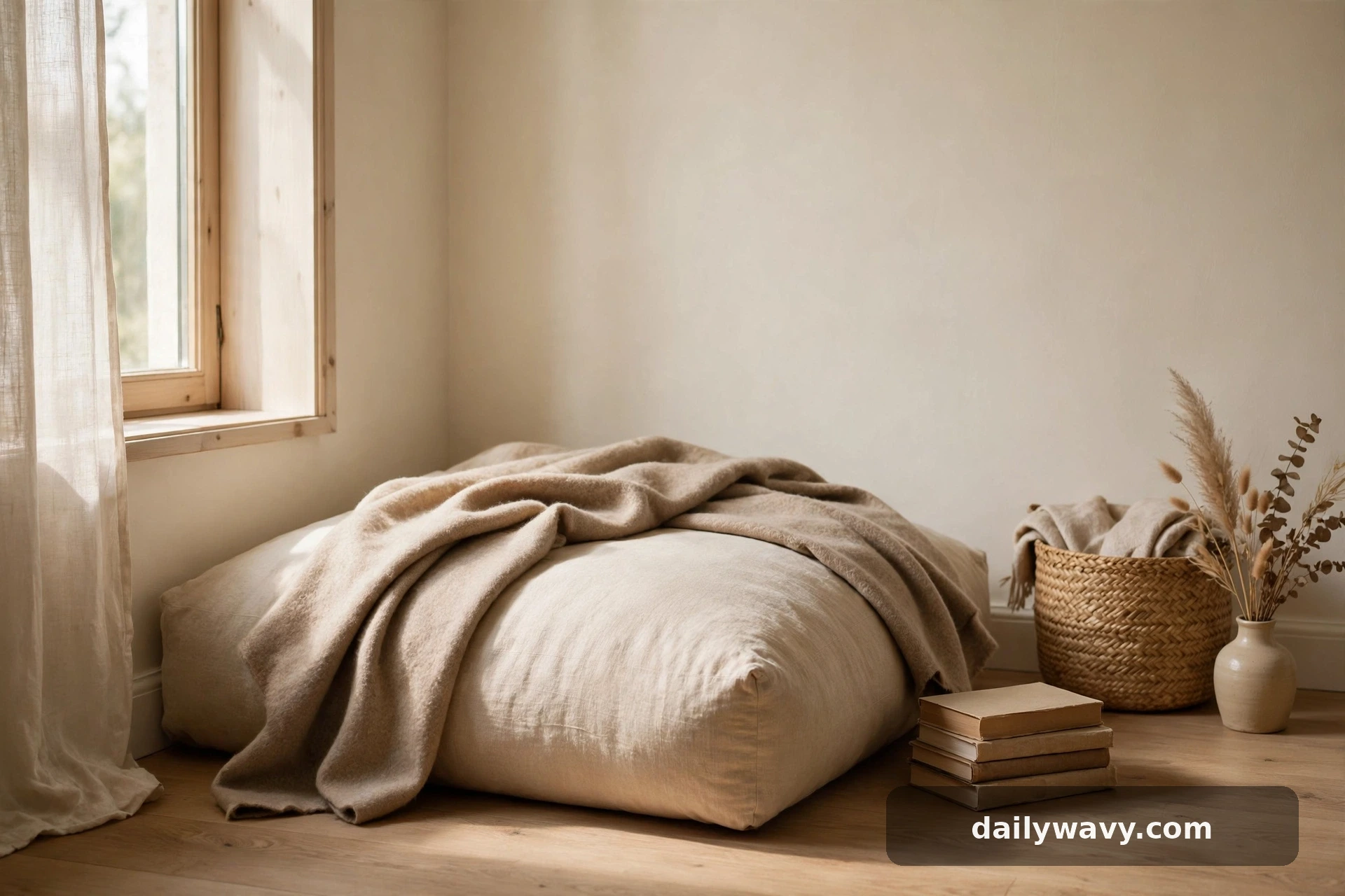 Small reading nook shown in a complete styled scene