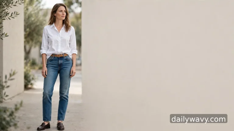 Straight‑leg jeans outfits shown in a complete styled scene