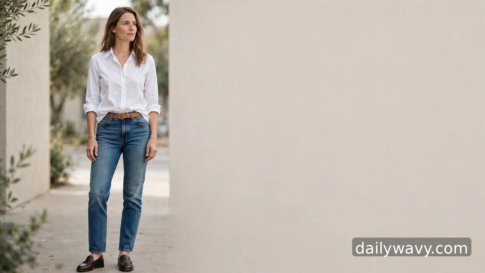 Straight‑leg jeans outfits shown in a complete styled scene