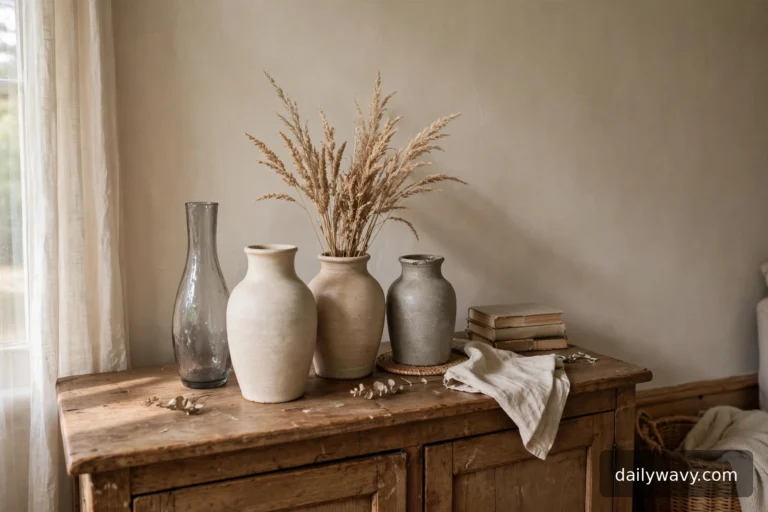 Thrifted vases shown in a complete styled scene