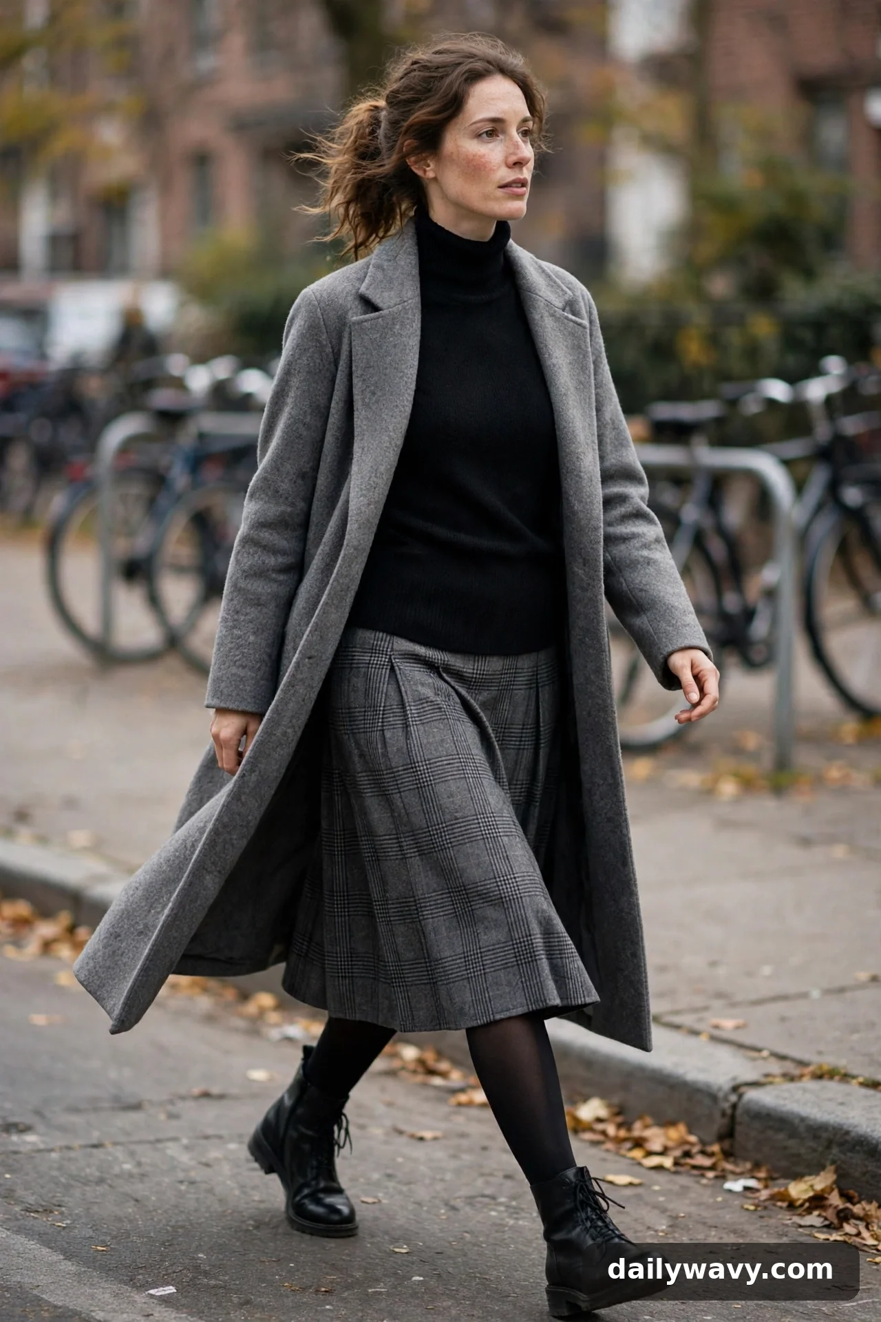 Adult wearing fine knit with a midi skirt for winter casual outfits